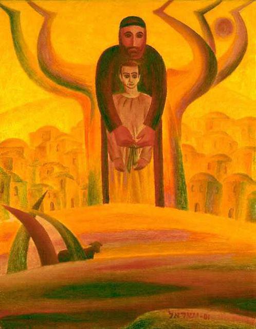Israel Tsvaygenbaum  'Abraham And Isaac', created in 2001, Original Painting Oil.