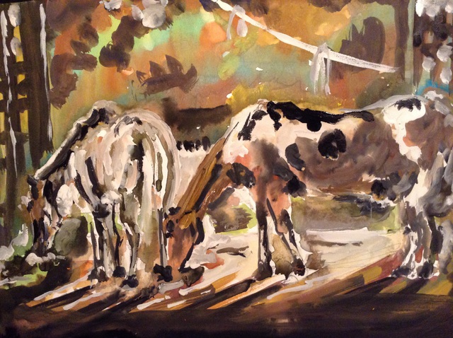 Artist Issam Tewfik. 'Horses' Artwork Image, Created in 2014, Original Watercolor. #art #artist