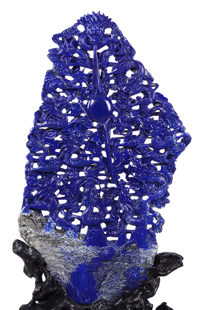 Artist Joan Lee. '9 Inches Lapis Lazuli Dragons' Artwork Image, Created in 2012, Original Sculpture Stone. #art #artist