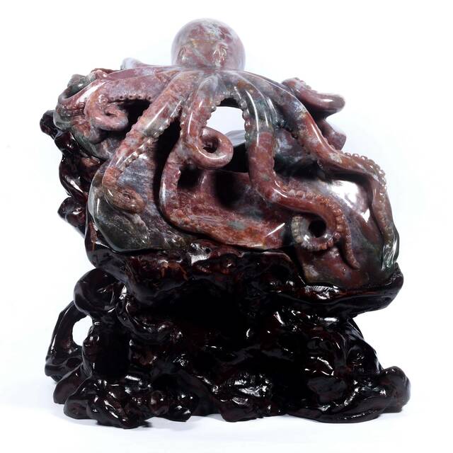 Joan Lee  'Octopus Carving', created in 2012, Original Sculpture Stone.