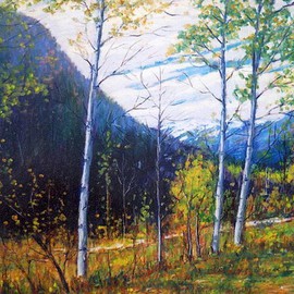 Roberto Ruschena: 'Aspens', 2002 Oil Painting, Landscape. 