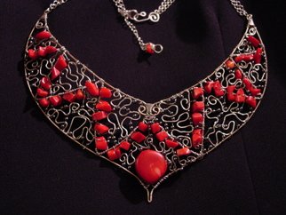 Ivana Madirazza: 'Coral Lace', 2010 Jewelry, Abstract. STERLING SILVER Red Coral Hand made in CanadaOne of a Kind  ...