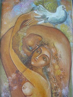 Rumy Stoianova: 'The dove', 2007 Watercolor, Love. 