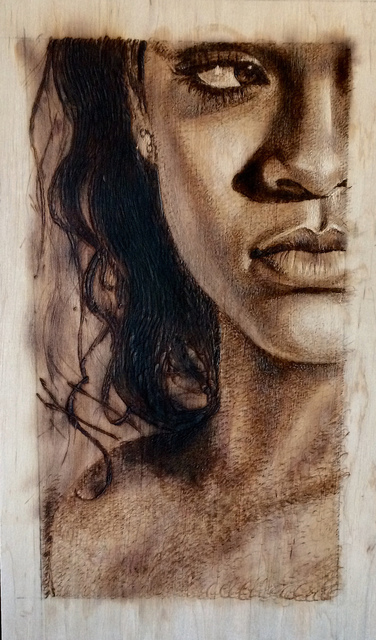Ivan Tokushev  'Custom Portrait Rihanna', created in 2020, Original Woodcut.
