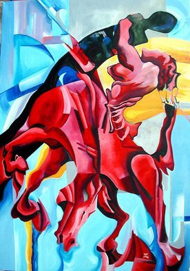 Justineivu Justineivu: 'RED HORSE, oil on canvas', 2006 Oil Painting, nudes.   ORIGINAL OIL PAINTING ON CANVAS                ...