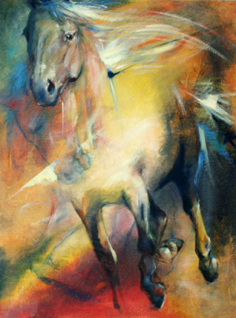 Artist Iwona Jankowski. 'Shadow Run Mottled Horses' Artwork Image, Created in 2011, Original Painting Acrylic. #art #artist