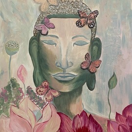 Iryna Zubenko: 'harmony of buddha', 2020 Oil Painting, Buddhism. Artist Description: Buddha symbolizes spiritual harmony, peace and tranquility.According to feng shui, a picture of the Buddha will bring health, longevity, and also bring success to people engaged in any business. ...
