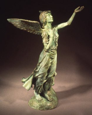 Jack Hill: 'Guardian', 1998 Bronze Sculpture, Fantasy.  The full title of this piece is Guardian Angel. ...
