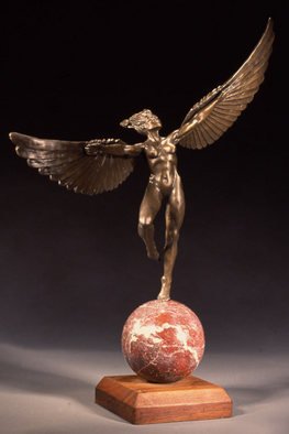 Jack Hill: 'Leap', 1999 Bronze Sculpture, Fantasy.  The full title of this piece is Leap of Faith. ...
