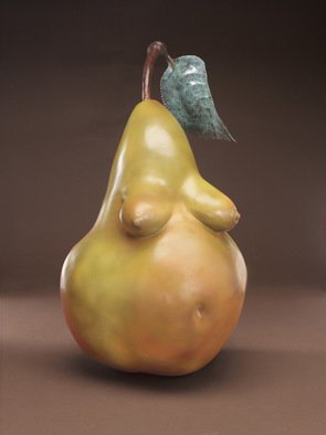 Jack Hill: 'Pear', 2002 Bronze Sculpture, Fantasy.  The full title of this piece is Fruit of the Womb. ...