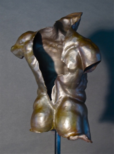Artist Jack Hill. 'Male Torso Old Soldier Back' Artwork Image, Created in 2015, Original Sculpture Bronze. #art #artist
