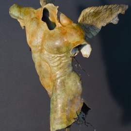 Jack Hill: 'Male Torso Winged Front View', 2012 Bronze Sculpture, Mythology. 