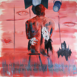 Jacques Pinard: 'they use us to distract you', 2023 Acrylic Painting, Political. Artist Description: To me, this piece represents the fact that the recent wave of political acts against the trans- and non- binary community have been nothing more than a superficial  Culture War  being used to divide and distract Americans from the genuine threats we face every day that are not ...