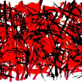 Peter Jalesh: 'garden fence', 2010 Acrylic Painting, Abstract Landscape. Artist Description: red and black  abstract...