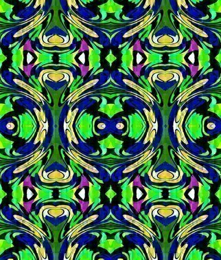 Peter Jalesh: 'green cvrowns', 2019 Digital Painting, Abstract. Abstract Rococo tapestries.  From a series of abstract digital paintings created between 2012 and 2019. ...