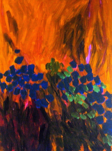 Peter Jalesh  'Sunset Landscape With Flowers', created in 2005, Original Drawing Marker.