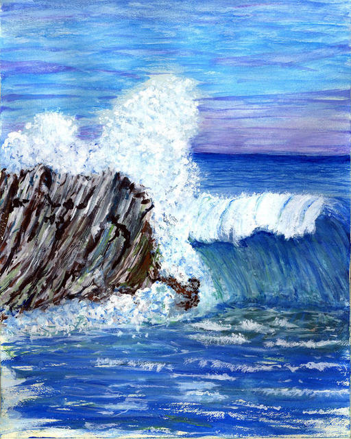 Artist James Parker. 'Blue Ocean Wave' Artwork Image, Created in 2003, Original Drawing Pen. #art #artist