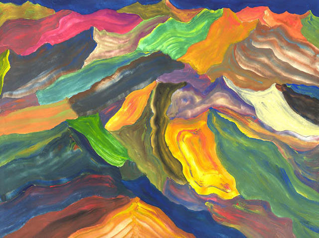 Artist James Parker. 'Colored Mountains' Artwork Image, Created in 2003, Original Drawing Pen. #art #artist