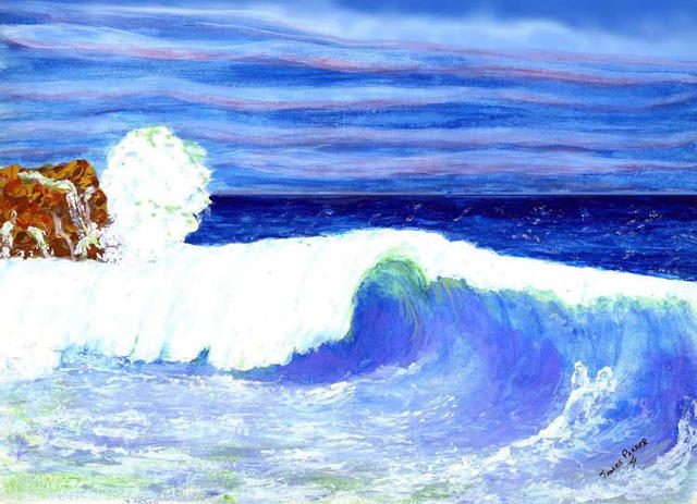 Artist James Parker. 'Crashing Wave' Artwork Image, Created in 2003, Original Drawing Pen. #art #artist