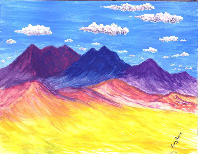 James Parker  'Fantasy Mountains I', created in 2002, Original Drawing Pen.