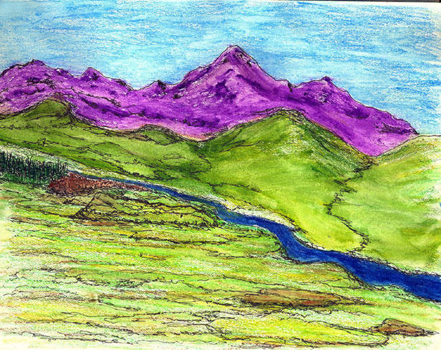 James Parker  'Fantasy Mountains VII', created in 2002, Original Drawing Pen.