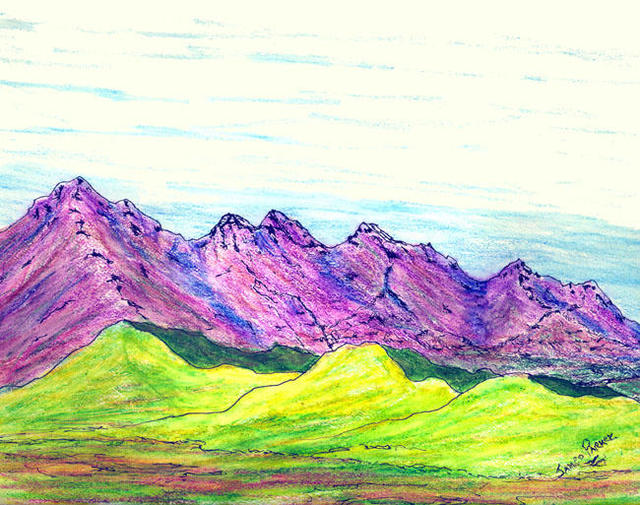 James Parker  'Fantasy Mountains X', created in 2002, Original Drawing Pen.