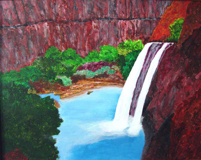 Artist James Parker. 'Havisu Falls' Artwork Image, Created in 2003, Original Drawing Pen. #art #artist