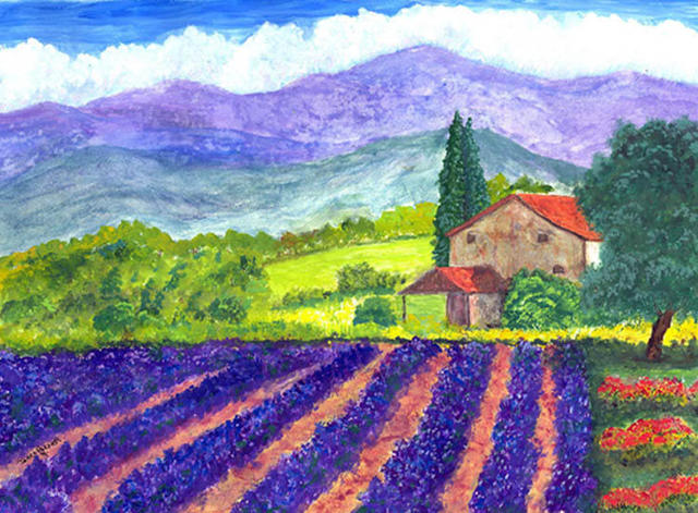James Parker  'Lavender Fields', created in 2003, Original Drawing Pen.