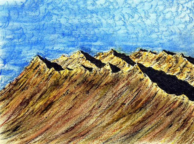 Artist James Parker. 'Mountain Intensity' Artwork Image, Created in 2003, Original Drawing Pen. #art #artist