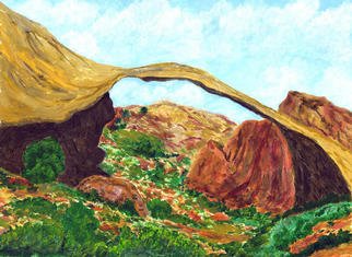 James Parker: 'Natural Bridge', 2003 Acrylic Painting, Southwestern. I don' t recall where exactly in the west this natural bridge resides, but it makes an interesting subject with its graceful arch....