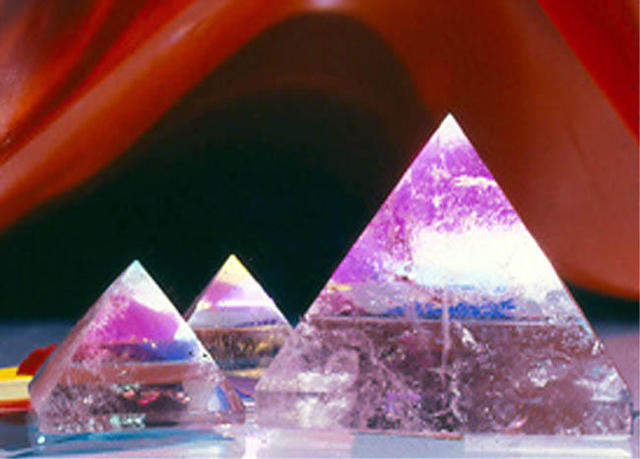Artist James Parker. 'Triple Crystal Pyramids' Artwork Image, Created in 1989, Original Drawing Pen. #art #artist