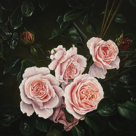 Jan Teunissen: 'English roses', 2008 Oil Painting, Floral. Artist Description:  English rosesOilpainting on board...