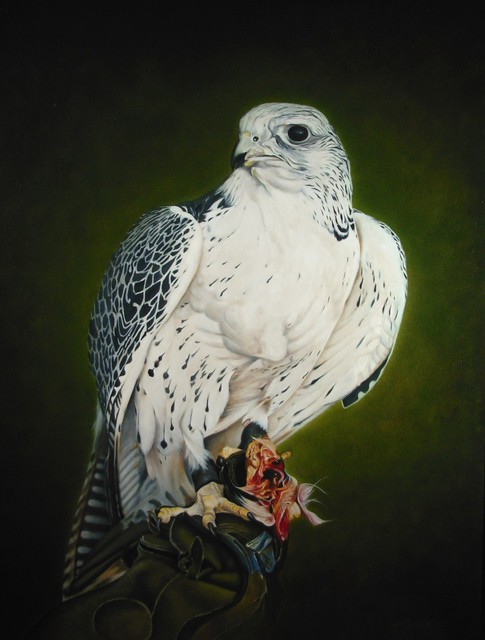 Jan Teunissen  'Gyrfalcon With Prey  ', created in 2011, Original Painting Oil.