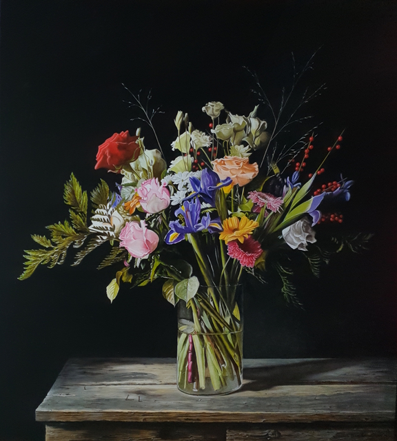 Jan Teunissen  'Colorful Flower Still Life', created in 2020, Original Painting Oil.