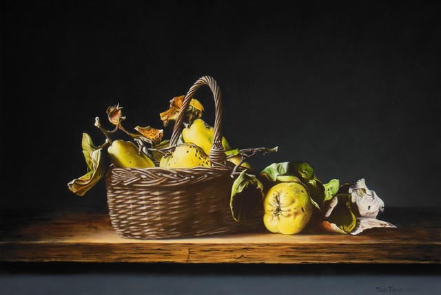 Jan Teunissen  'Still Life Basket And Quinces', created in 2017, Original Painting Oil.