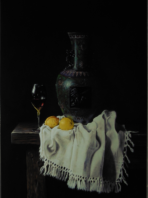 Jan Teunissen  'Still Life With Cloisonnevase', created in 2018, Original Painting Oil.