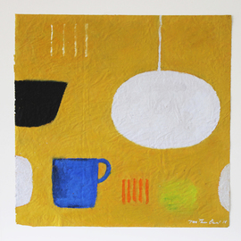 Jan-thomas Olund: 'blue cup', 2019 Oil Painting, Minimalism. Artist Description: Blue cup is a painting on waxed paper, compositions made during the period 2017- 2019.  Work inspired of structur simpelness and space.  The painting is 36x35 cm mounted on acid- free cardboard 40x40 cm...