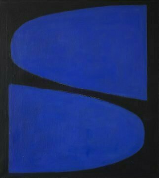 Jan-thomas Olund: 'i say tip tap', 2017 Oil Painting, Minimalism. Two blue forms the coloring of colors with light and darkness Oil on canvas. ...