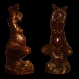 Bruce Naigles: 'untitled', 2005 Bronze Sculpture, Life. Artist Description:  So it is in the beginning, the easy mood of this mother in waiting foreshadows the coming of a peaceful son.These are 2 views of the same sculpture. The measurements and weight are approximate. . ....
