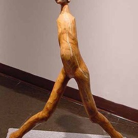 Jane Jaskevich: 'Dance', 2006 Wood Sculpture, Figurative. Artist Description:  This adolescent child was born from an ice storm. My favorite Peach tree was split when it was struck by falling trees. I used the forked nature of the limbs to create new life. The wood is filled with color and grain. Its curved shape suggested a dancing ...