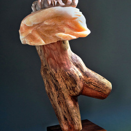 Jane Jaskevich: 'reverie', 2017 Mixed Media Sculpture, Figurative. Artist Description: Calcite Alabaster oak dreamlike figurative sculpture, stone, abstract...