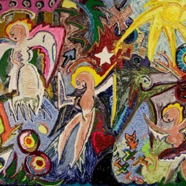 Jose Acosta: '3 Cuban Angels', 2007 Acrylic Painting, Abstract Figurative. 