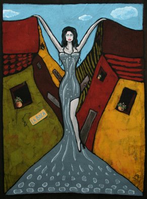 Javier Ca�ete: 'Sensual Caminito', 2011 Other Painting, Fantasy.  Batik & Acrylic.   ...