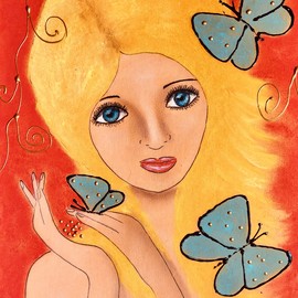 Butterflies in her hair Original By Javorkova Marie