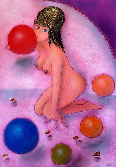 Javorkova Marie  'Girl With Balloons', created in 2012, Original Painting Oil.