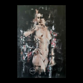James Nisbet: 'jojo painting', 2019 Acrylic Painting, Nudes. Artist Description: An original painting by meAcrylic on 90cm x 60cm canvasFramed in blackAll my work comes with a Certificate of Authenticity and is wrapped in bubble wrap, then covered in soft cardboard and boxed securely for shipping...