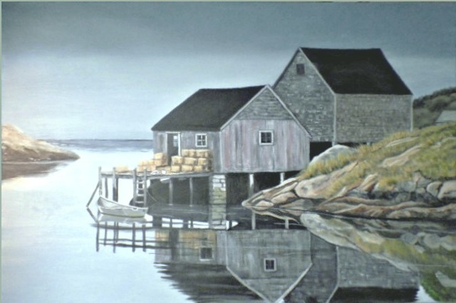 Artist Janet Glatz. 'Peggys Cove Nova Scotia' Artwork Image, Created in 2020, Original Painting Oil. #art #artist