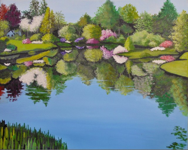 Artist Janet Glatz. 'Asticou Gardens Acadia' Artwork Image, Created in 2020, Original Painting Oil. #art #artist