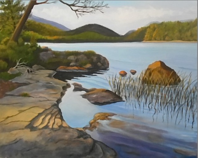 Artist Janet Glatz. 'Eagle Lake Acadia' Artwork Image, Created in 2020, Original Painting Oil. #art #artist