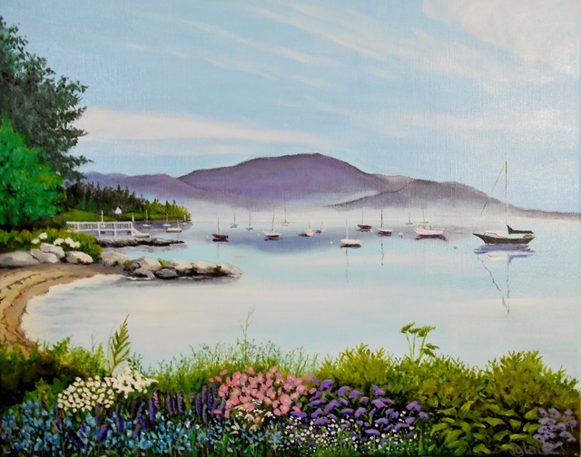 Artist Janet Glatz. 'Somes Sound Acadia' Artwork Image, Created in 2020, Original Painting Oil. #art #artist